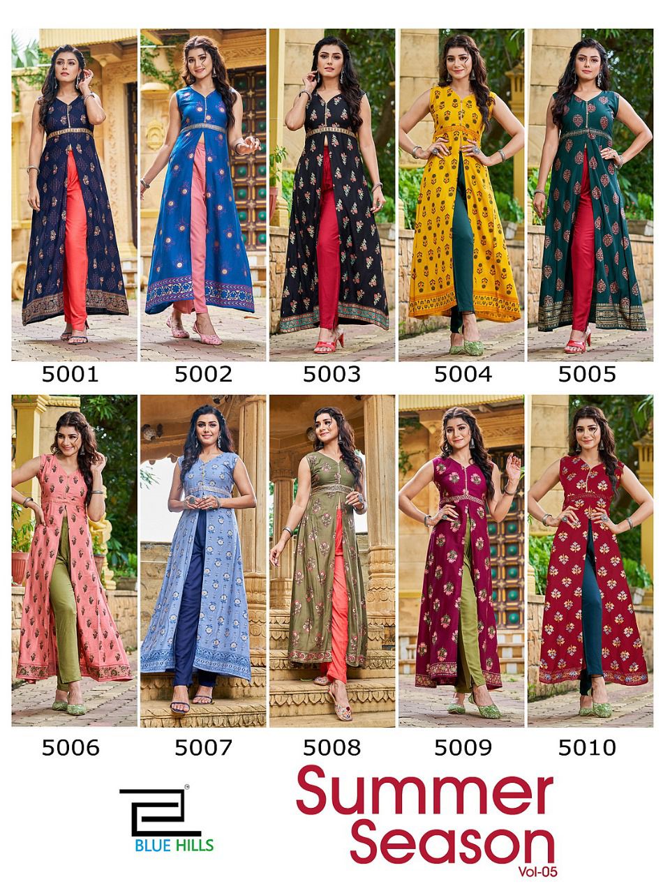 Blue Hills Summer Season 5Stylish Fancy Party Wear Kurti Collection
